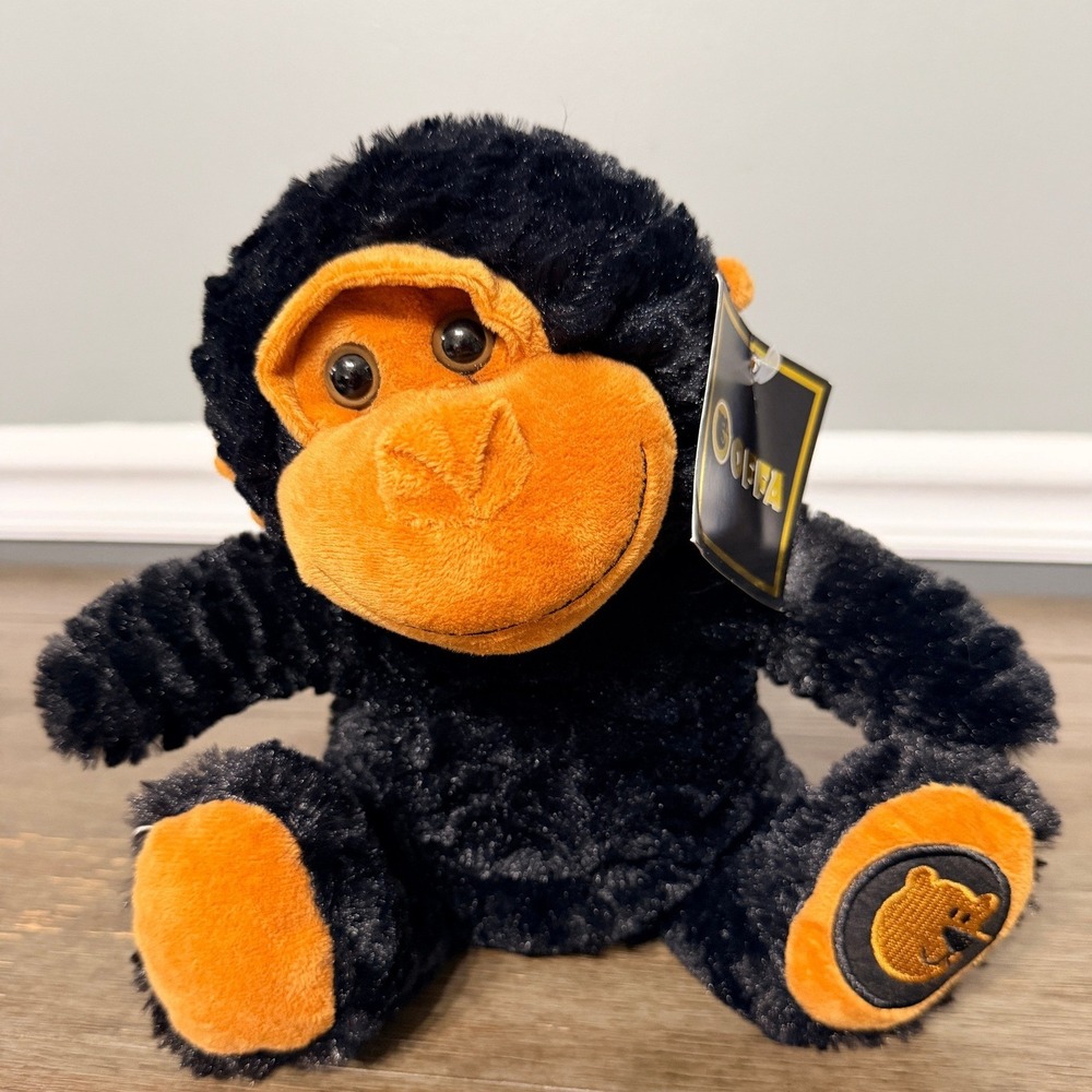 Goffa Plush Monkey Stuffed Animal Orange Face‎ Black Fur Kids Toy